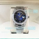 Replica Rolex Day-Date 41 Gradient Blue Roman Daimond Bezel Stainless Steel